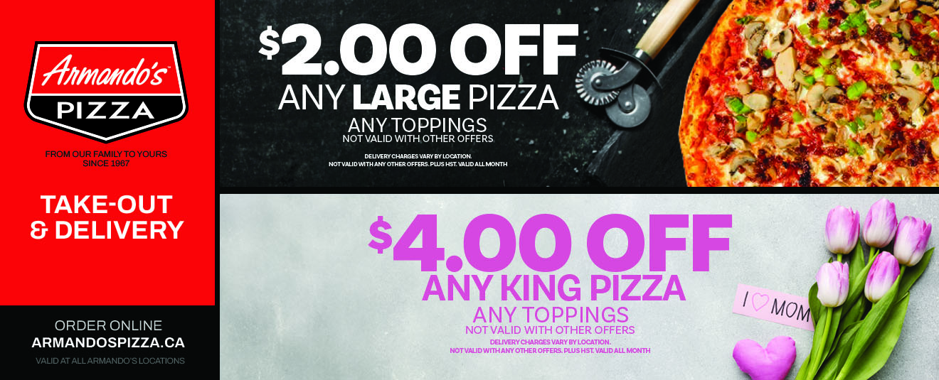 $2 Off Any Large Pizza, $4 Off Any King Pizza